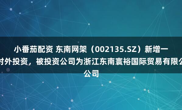 小番茄配资 东南网架（002135.SZ）新增一起对外投资，被投资公司为浙江东南寰裕国际贸易有限公司