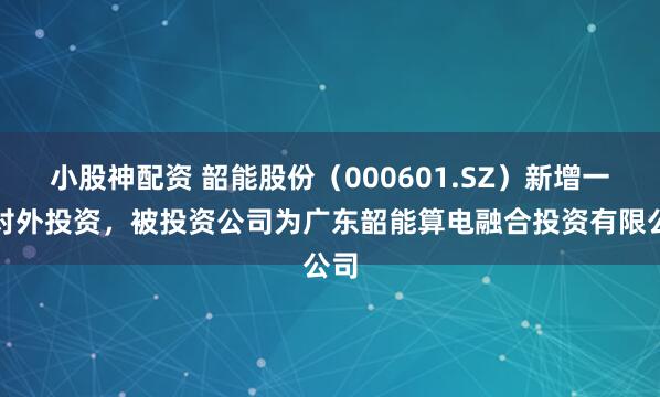 小股神配资 韶能股份（000601.SZ）新增一起对外投资，被投资公司为广东韶能算电融合投资有限公司